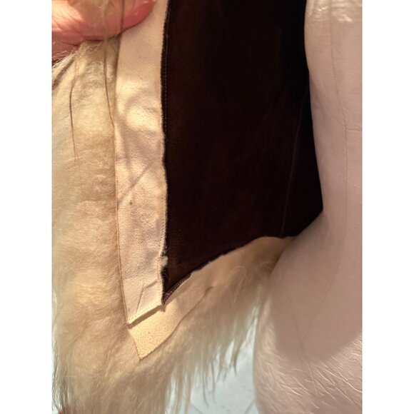 Vintage Genuine Mongolian Womens Lamb Fur Suede Vest Size Small Brown Rare - Picture 9 of 12